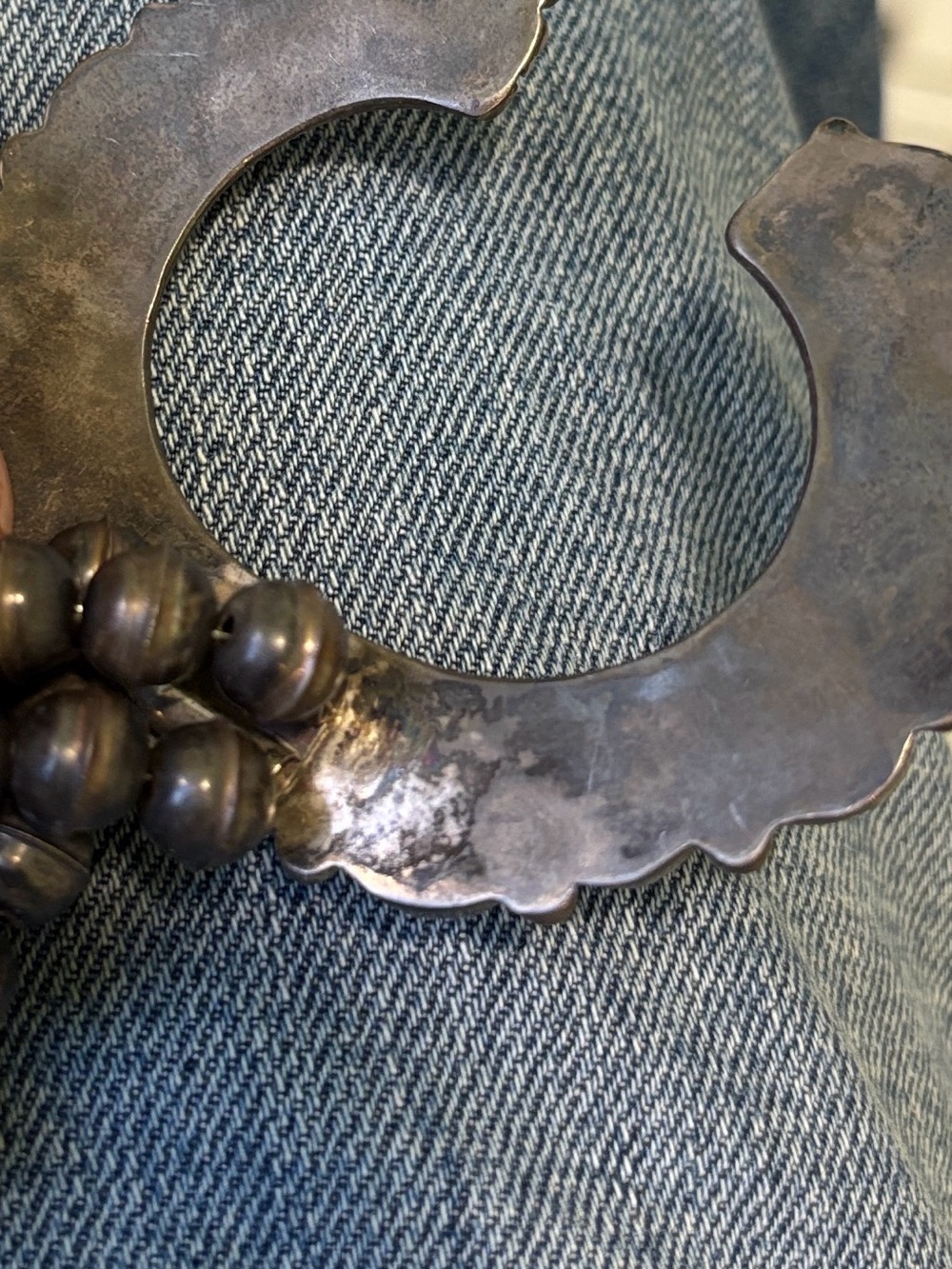 Estate/Vintage exquisite Turquoise and Sterling silver squash Blossom Necklace - Picture 10 of 14